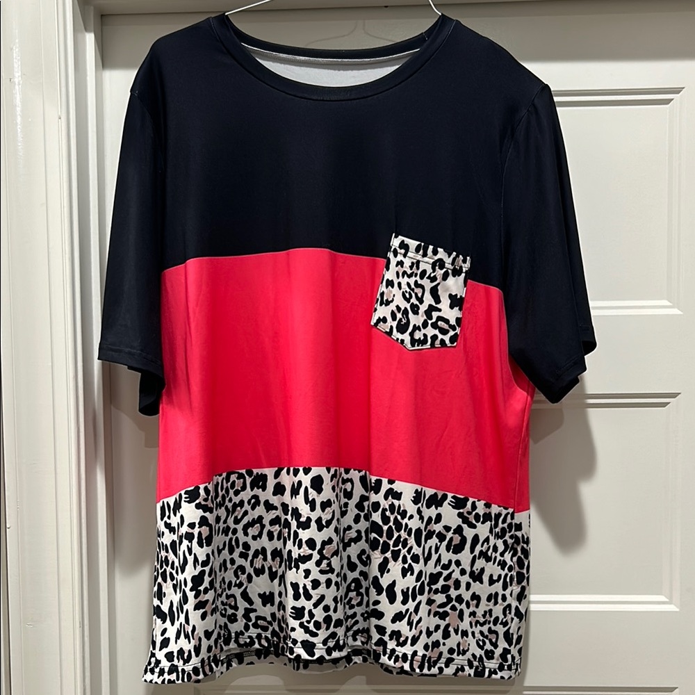 Stylish Kids Colorblock Leopard Print T-Shirt